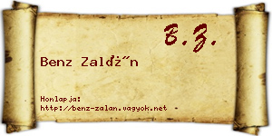 Benz Zalán névjegykártya