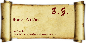 Benz Zalán névjegykártya
